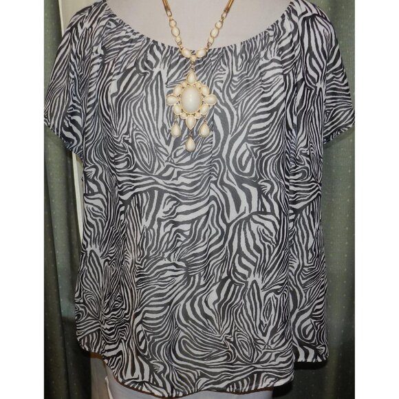 Vince Camuto size 2X zebra print pull over top plus size women's - Picture 1 of 5